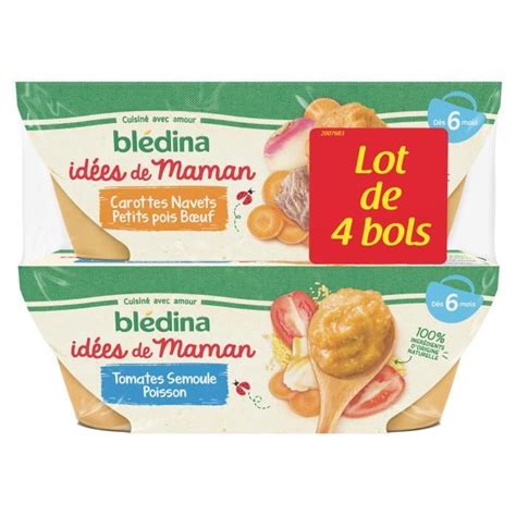 Blédina Idées de Maman Repas bébé dès 6 Mois Légumes Boeuf 4x200g