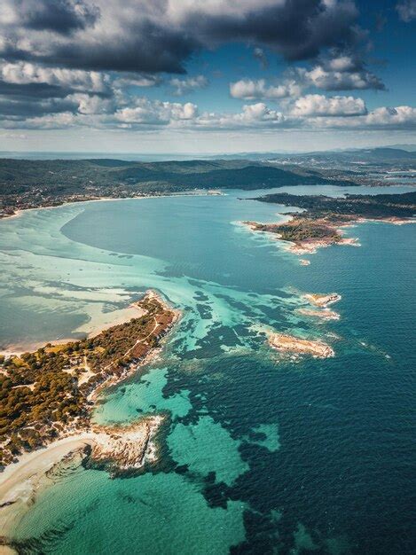 Premium Photo Drone View Of The Sandy Karydi Beach In The Resort