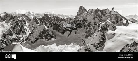 Les Grandes Jorasses And Dent Du Geant Peak With Valley Blanche In The