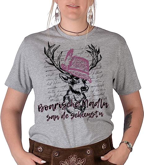 Trachten Shirt Damen Motiv Trachten Motiv Hirsch T Shirt für Frauen