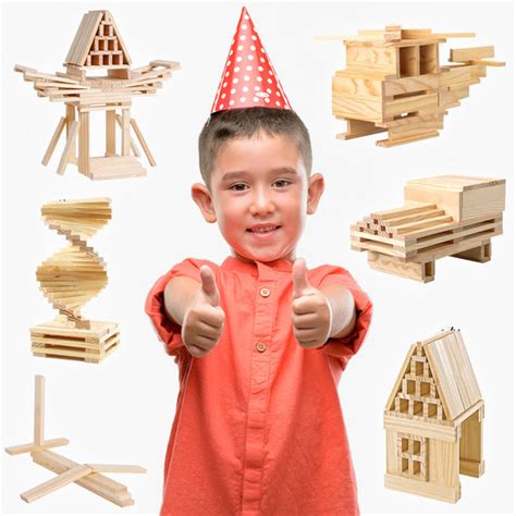 Wooden Building Toys - STEM Toys for Boys and Girls - 100 Wood Plank P ...