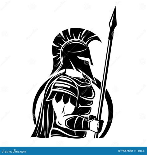 Spartan Sign With Spear And Shield Stock Vector Illustration Of