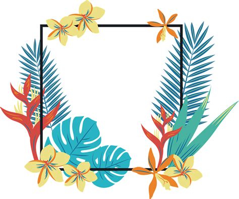 Tropical Flower Border Clip Art