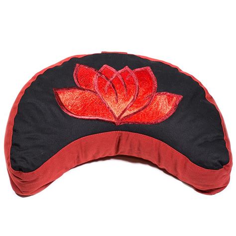 Coussin méditation demi lune lotus noir et rouge Mon Espace Méditation