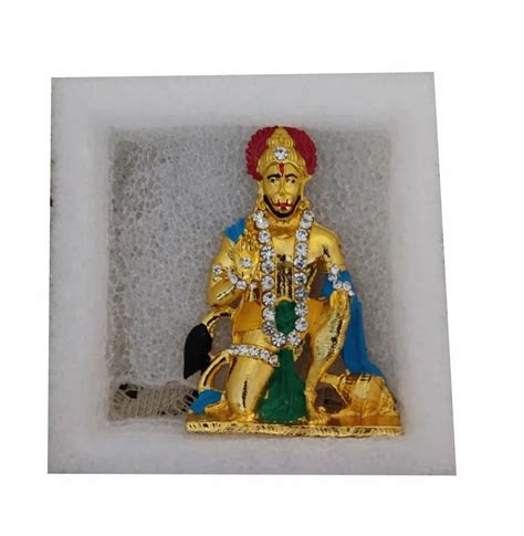 Golden Gold Plated Metal Car Dashboard Kulin Hanuman Idol Size