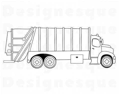 Garbage Truck Outline SVG Dump Truck Svg Garbage Truck | Etsy