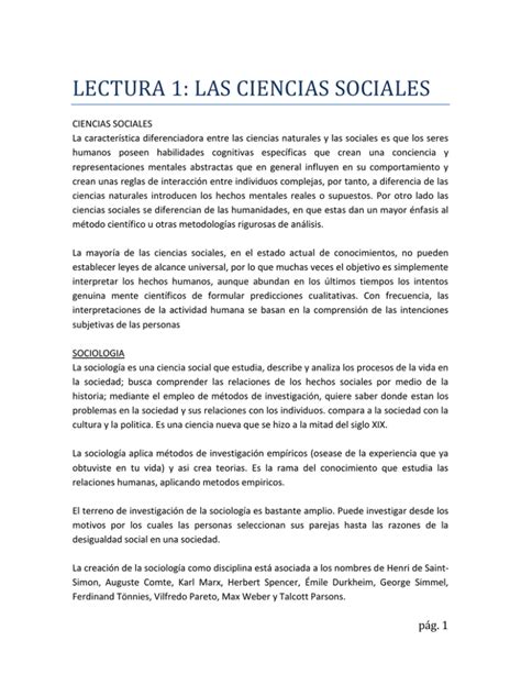 Lectura Introduccion A Las Ciencias Sociales