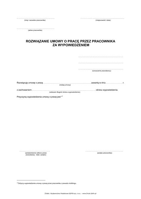 Rozwiązanie umowy o pracę przez pracownika