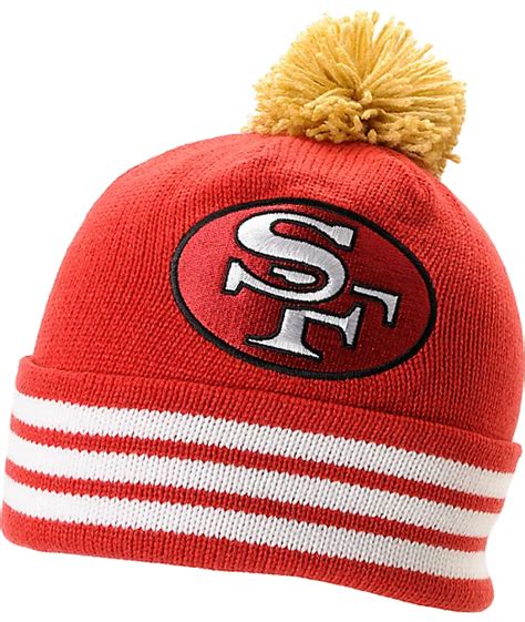 NFL Mitchell and Ness San Francisco 49Ers Pom Red Beanie | Zumiez