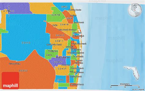 Political 3D Map of ZIP Code 33409