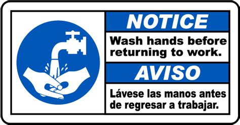 Bilingual Notice Wash Hands Before Returning Sign Save 10