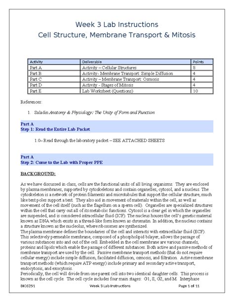 BIOS251 W3 Lab Completed Week 3 Lab Instructions Cell Structure