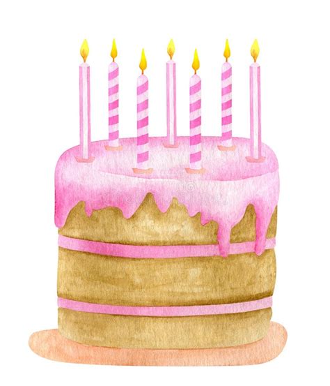 Watercolor Birthday Cake Candle Stock Illustrations 1303 Watercolor