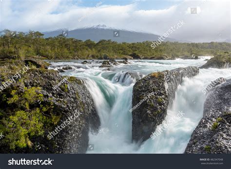 Petrohue Falls Osorno Volcano Snowy Peak Stock Photo 482347048 ...