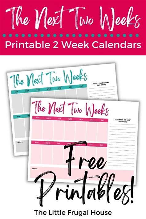 Free Printable 2 Week Calendar Template - The Little Frugal House