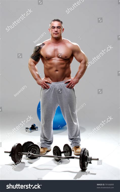 Bodybuilder Naked On Top Posing Front Stock Photo Shutterstock
