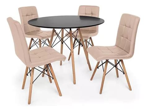 Mesa Jantar Eiffel 100cm Preta 04 Cadeiras Gomos Nude MercadoLivre