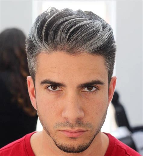 Brushed Back Salt And Pepper Hairstyle Cabello Gris Plata Hombre