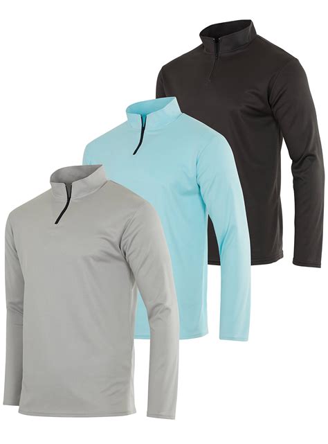 3 Pack:Men's Big and Tall Quarter 1/4 Zip Pullover Long Sleeve Athletic