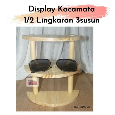 Jual Display Kacamata Kayu Setengah Lingkaran Susun Stand Pajangan