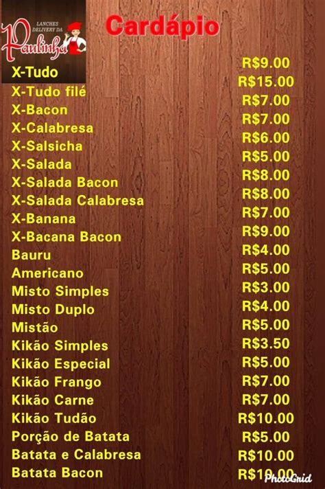 Menu Em Lanches Delivery Da Paulinha Pub Bar Manaus