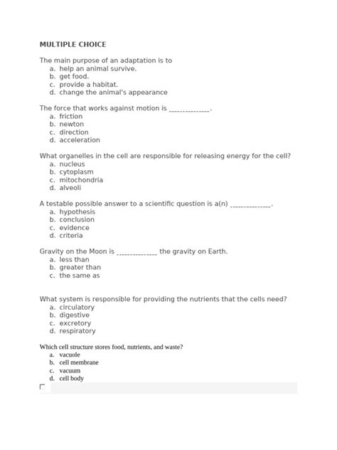 MULTIPLE CHOICE | PDF