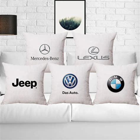 Lfh Cushion Cover Car Logo Series Bmw Pillowcase 45x45cm Mercedes Benz