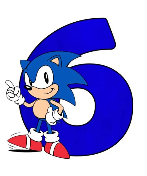 Sonic The Hedgehog Cartoon Character With Number Six On It S Face And Hands