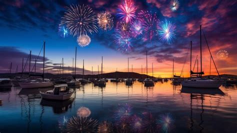 Premium Photo | Fireworks Over the Harbor