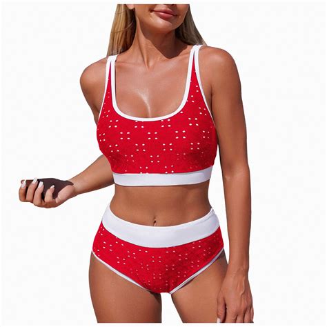 Hessimy Women S Tankini Sets Tie Front Ruffle Bikini Set High Cut Thong