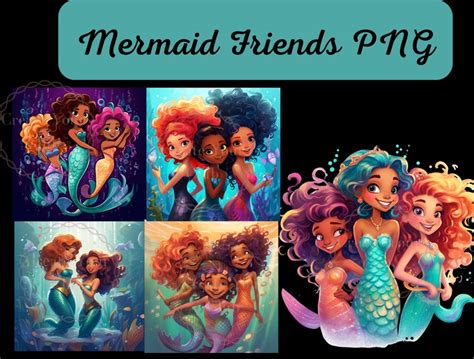 Multiracial Mermaid Friends Pngs Mermaid Princess Friends Sublimation