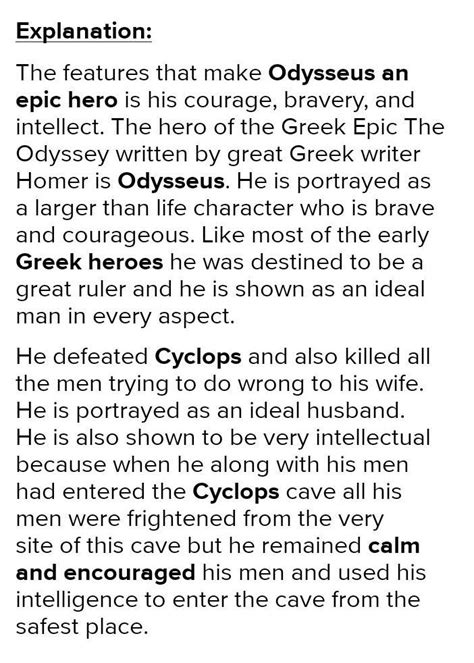 Odysseus Qualifications As An Epic Hero