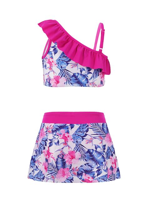 Sholeno Girls 3 Piece Swimsuit Ruffles Tankini Set Swimwear Sumemr