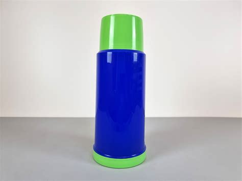 Space Age Design Vintage Thermos Weekend Blue Plastic Flask Hot