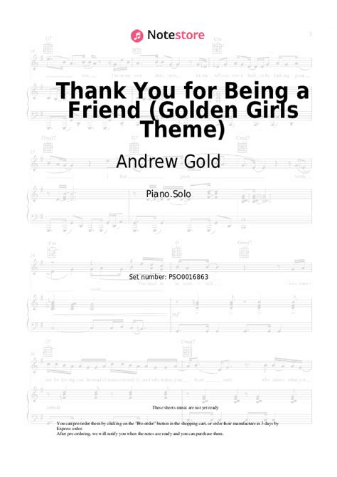 Thank You For Being A Friend Golden Girls Theme Piano Sheet Music