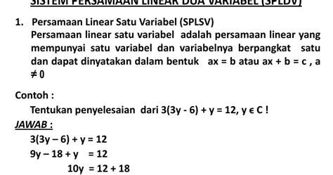 Sistem Persamaan Linier Dua Variabel - Homecare24