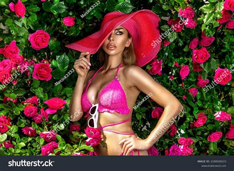 Sexy Blonde Woman Pink Bikini Big Stock Photo 2180028123 Shutterstock