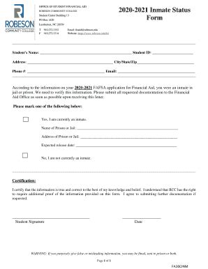 Fillable Online Robeson Community College Form Fax Email Print Pdffiller