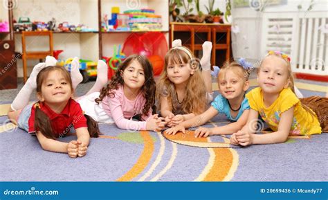 Group Of Children In A Kindergarten Stock Photo Image Of Little