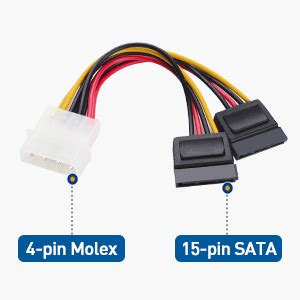 Amazon Cable Matters 3 Pack 4 Pin Molex To Dual SATA Power Y Cable