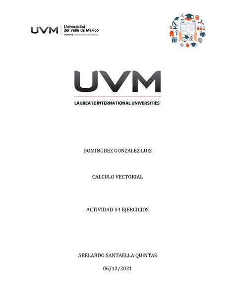 CALCULO VECTORIAL UVM ACTIVIDAD 4 DOMINGUEZ GONZALEZ LUIS CALCULO