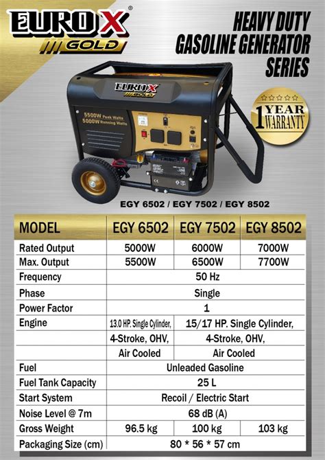 EURO X EGY 6502 7502 8502 L Heavy Duty Gasoline Generator