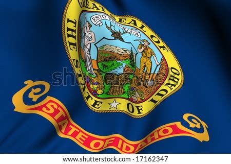 Rendering Of A Waving Flag Of The Us State Of Idaho With Accurate ...