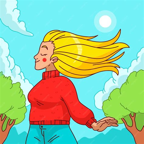 Free Vector Hand Drawn Blonde Hair Cartoon Illustration