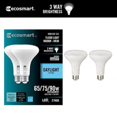 Ecosmart 657590 Watt Equivalent Br30 3 Way Flood Energy Star Dimmable Cec Led Light Bulb