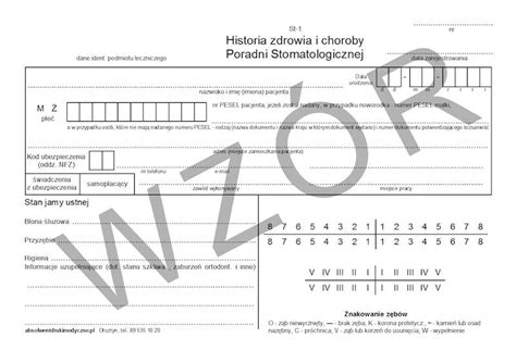 ST 1 Historia Zdrowia I Choroby Poradni Stomatologicznej 2xA5 100szt