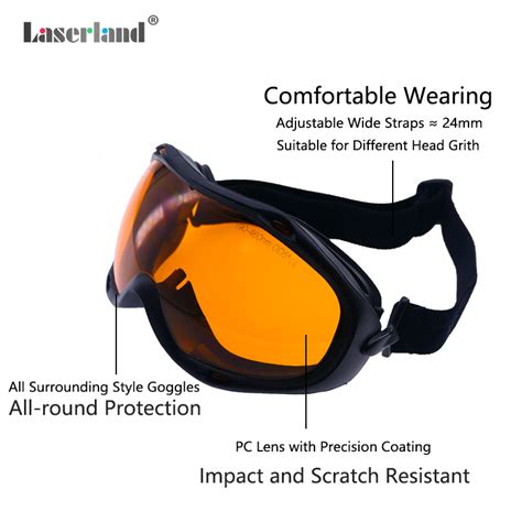 Laserland 190nm 490nm O D4 Uv Blue Laser Protective Goggles Safety Glasses Ce