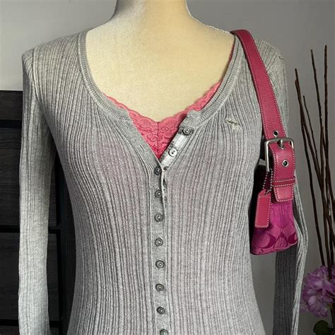 2000s Abercrombie Fitch Grunge Grey Babydoll Depop