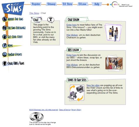 The Sims in 2000 - Web Design Museum