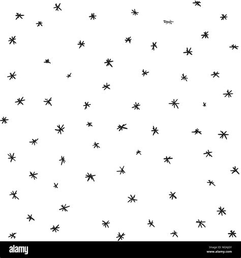 Vector Seamless Hand Drawn Stars And Snow Pattern Snowfall Vector